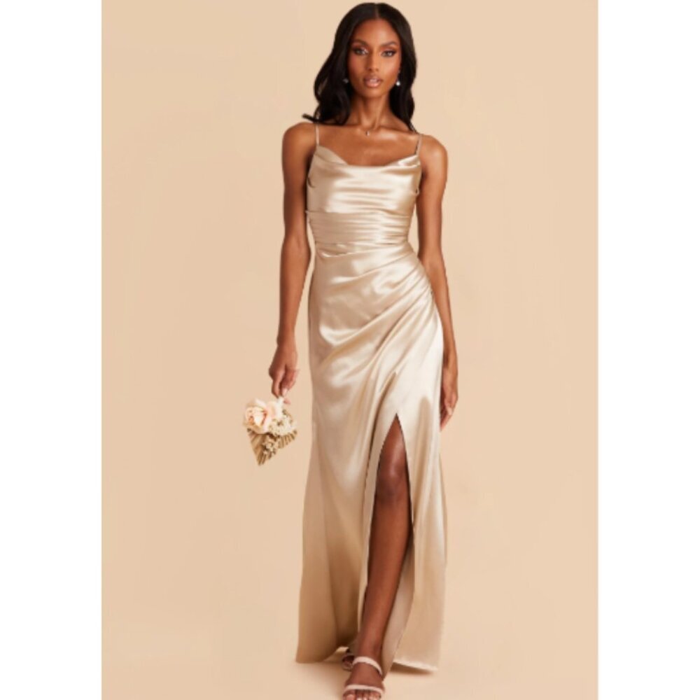 Birdy Grey Lydia Maxi Dress Shiny Gold Cowl Neck Mermaid Skirt Gown - NWT - 2X